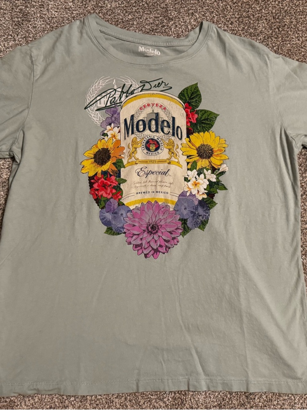 ModelCo Sage Green Modelo Logo Crew Neck Tee